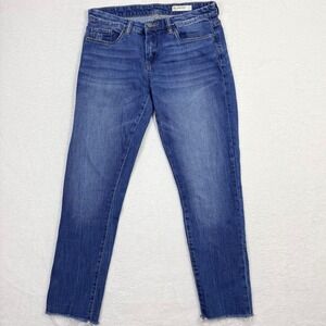 BLANKNYC Tomboy Jeans Womens Size 28 Blue Denim Frayed Hem Pants Stretch Midrise